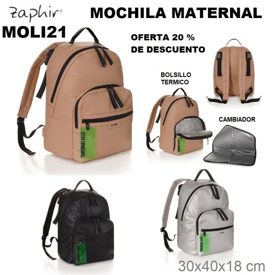 MOLI21NES25Z MOCHILA MATERNAL SIMIL CUERO CON CAMB - Imagen 2