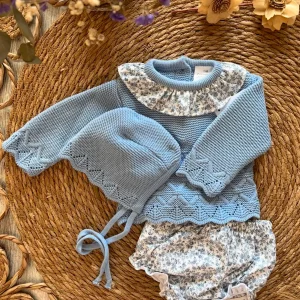 CONJUNTO CUBRE PAÑAL, JERSEY Y CAPOTA AZUL