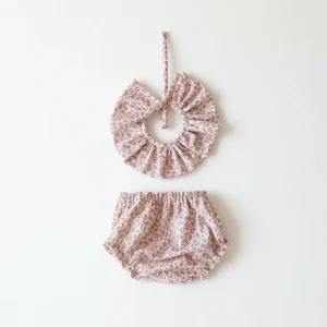 CUELLO Y CUBRE PAÑAL FLORAL ROSA