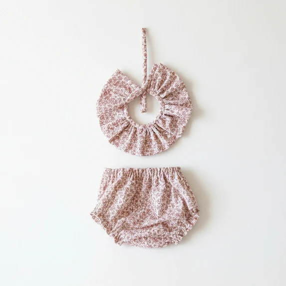 CUELLO Y CUBRE PAÑAL FLORAL ROSA - Imagen 2