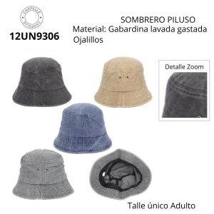 12UN9306 SOMBRERO PILUSO GABARGINA LAVADA GASTADA
