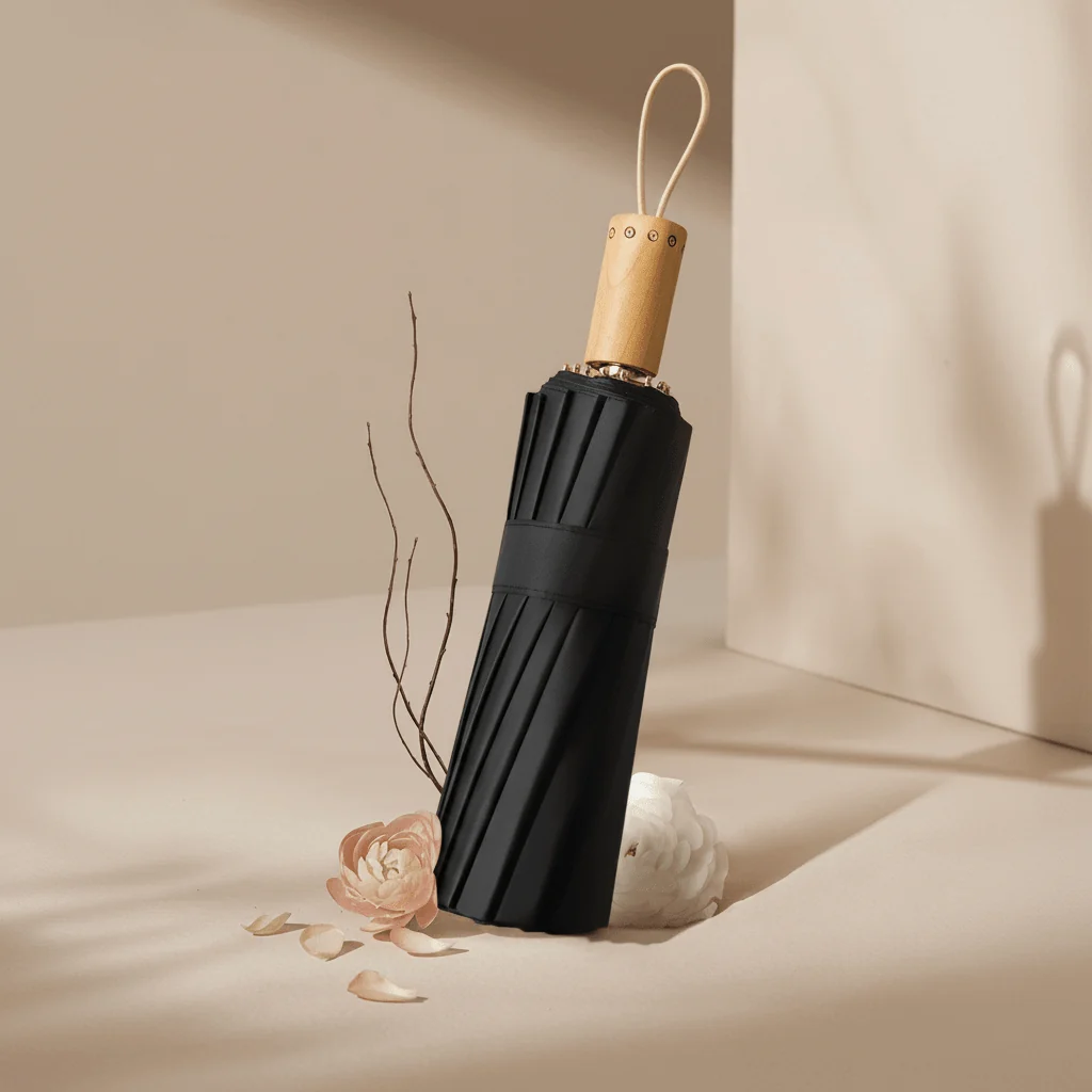 Retro-style Three-fold Manual Umbrella UPF50+ - Imagen 7