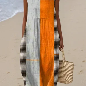 Vestido Midi Colorblock - Mayo