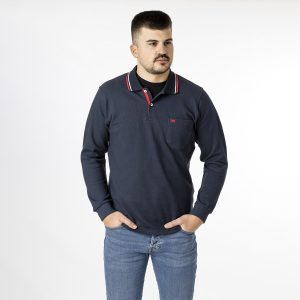 Polo tejido cuadrille manga larga con bolsillo.