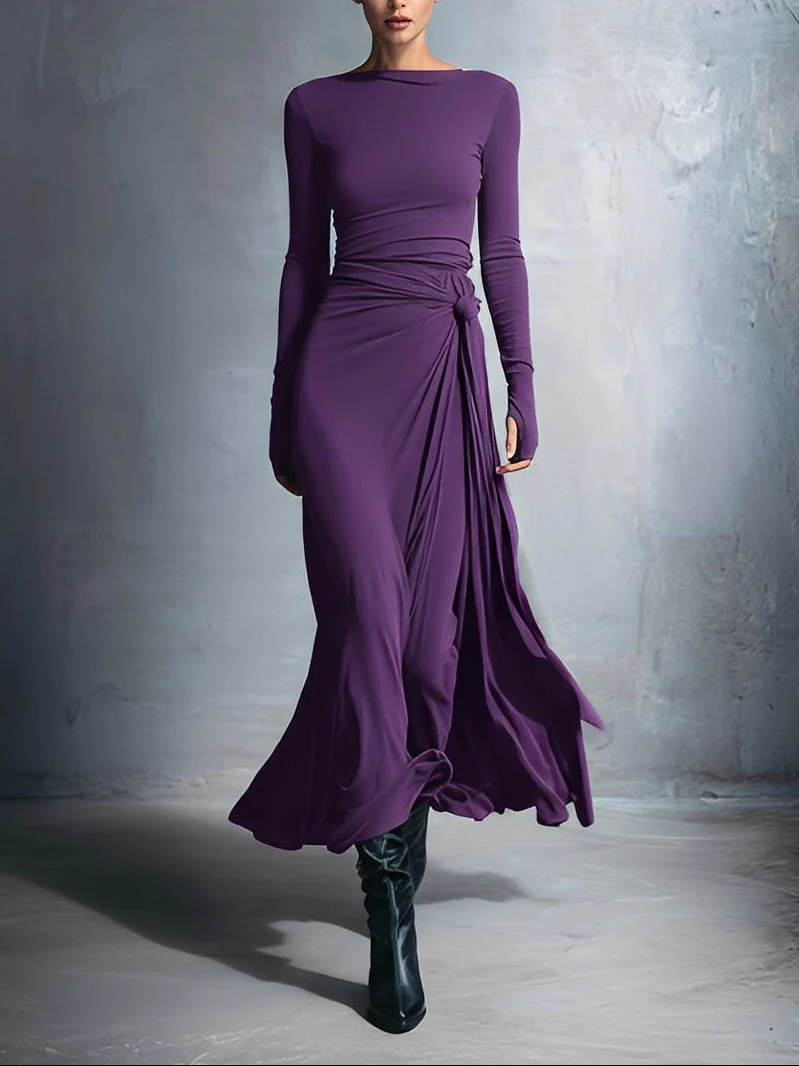 Vestido largo con nudo lateral - Alba - Imagen 4