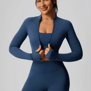 Zip Thumbhole Crop Yoga Jacket