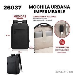26037 MOCHILA URBANA IMPERMIABLE PORTANOTEBOOK