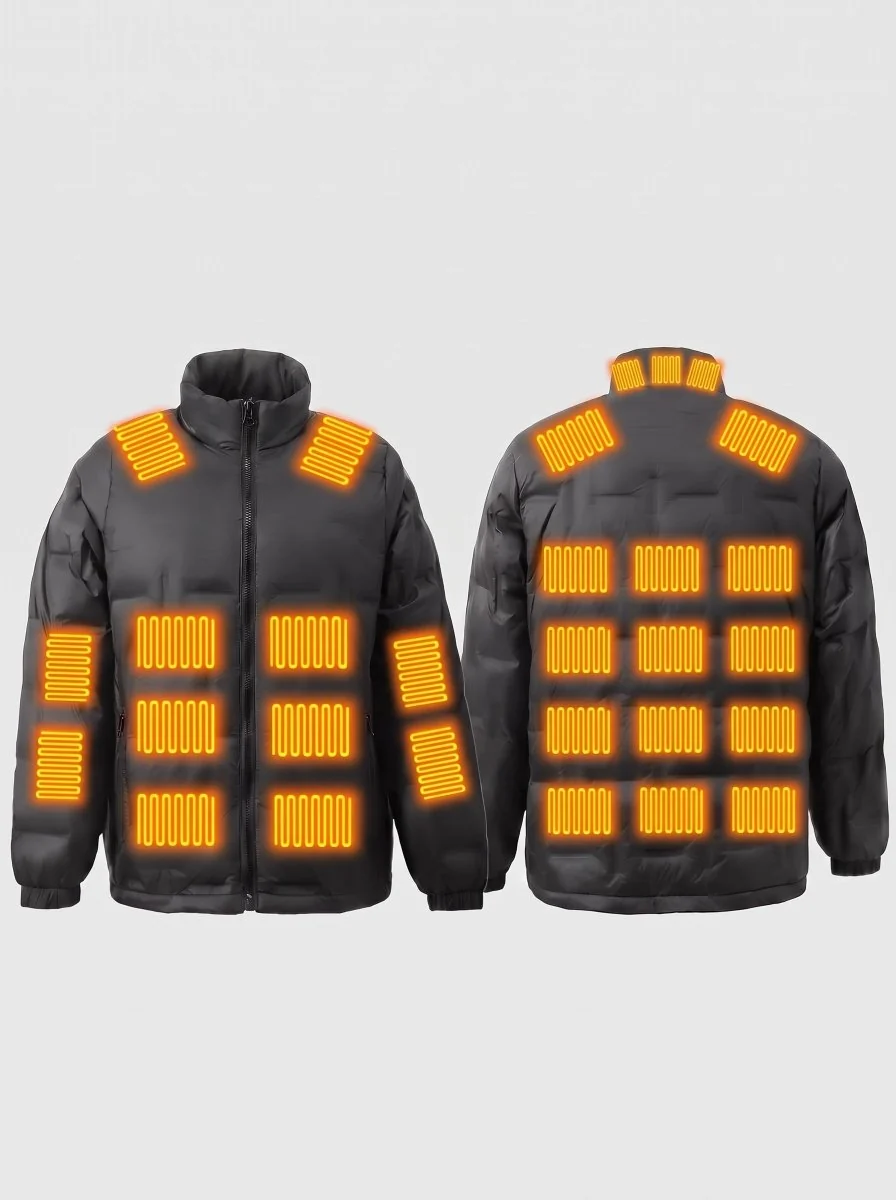 Black Heated Duck Down Jacket - Imagen 6