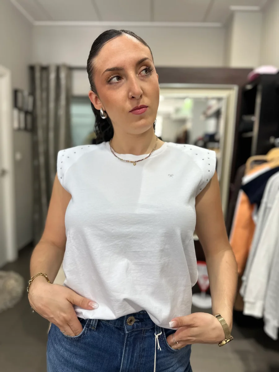 Camiseta silbon tachuelas plata - Imagen 4