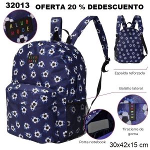 32013 Mochila estampa Soccer Blue Klub Mode y portanotebook