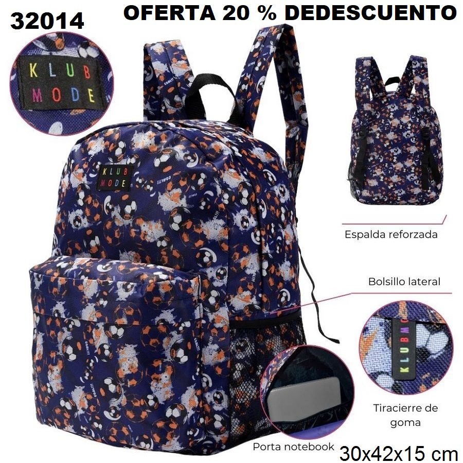 32014 Mochila estampa Soccer Klub Mode y portanotebook
