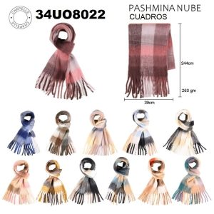 34UO8022 PASHMINA NUBE CUADROS 260 gm