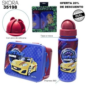 35198 Set de botella y contenedor infantil estampado