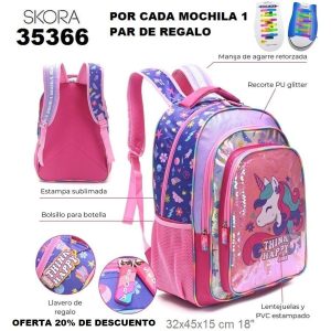 35366 Mochila Think Happy Glitter unicornio combinada
