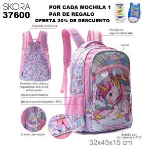 37600 Mochila Unicornio sequins con llavero