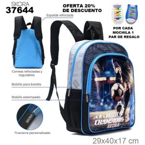 37644 Mochila Futbol word champions con llavero