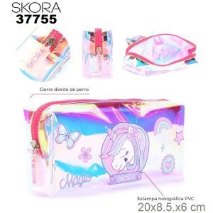 37755 Cartuchera rectangular 1 cierre Think Happy Unicornio
