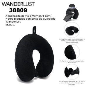38809 Almohadita de viaje Memory Foam plegable con bolsa de guardado