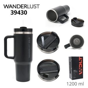 39430 Vaso termico Wanderlust con bombilla 1200ml NEGRO