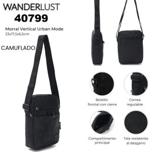 40799 Morral Vertical Urban Mode, con 1 compartimento principal y bolsillo frontal con cierresF/CAMUFLADO