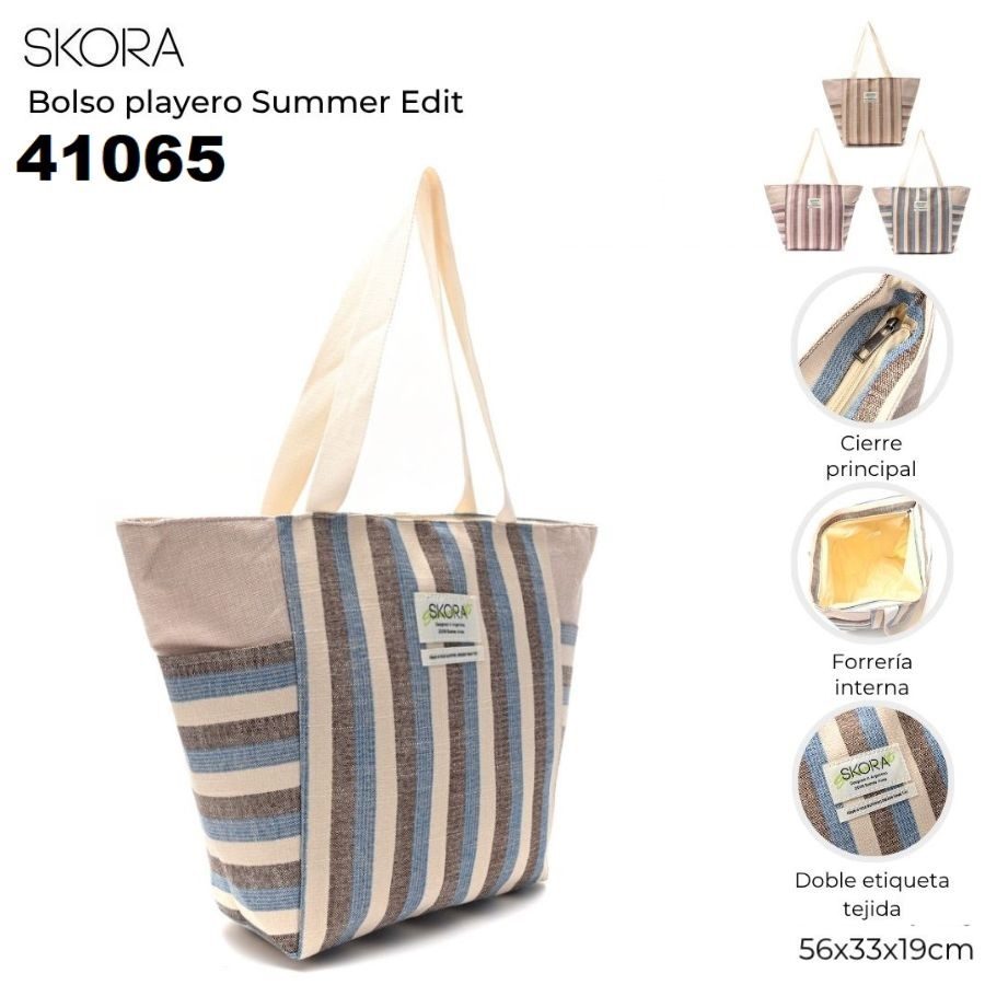 41065 Bolso playero Summer Edit rayado con bolsillos - Imagen 2