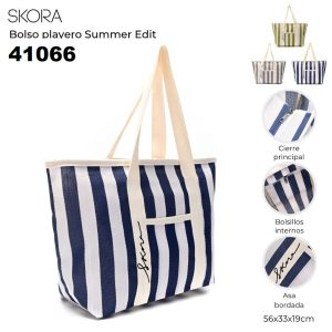 41066 Bolso playero Summer Edit pvc rayado