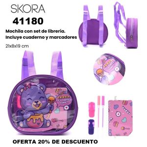 41180 Mochila con Set librería incluye cuaderno Gatito con orejas