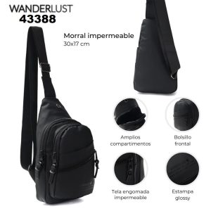 43388 Morral Cruzado impermeable con dos compartimentos y bolsillo frontal
