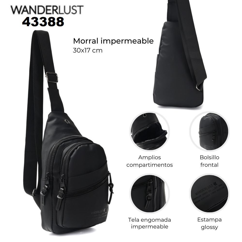 43388 Morral Cruzado impermeable con dos compartimentos y bolsillo frontal