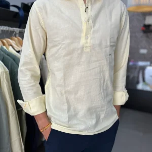 Camisa Silbon polera lino amarillo mantequilla