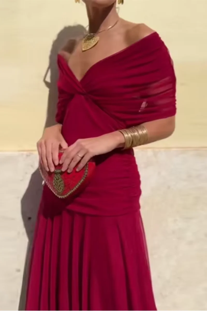Elegante vestido largo de fiesta con cuello en V - Louise - Imagen 4