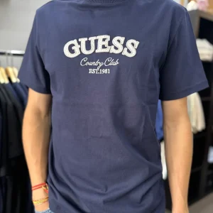 Camiseta Guess marina logo bordado