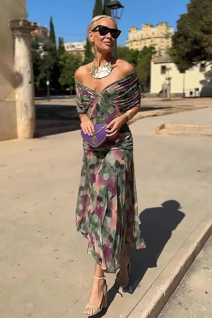 Elegante vestido largo de fiesta con cuello en V - Louise - Imagen 3