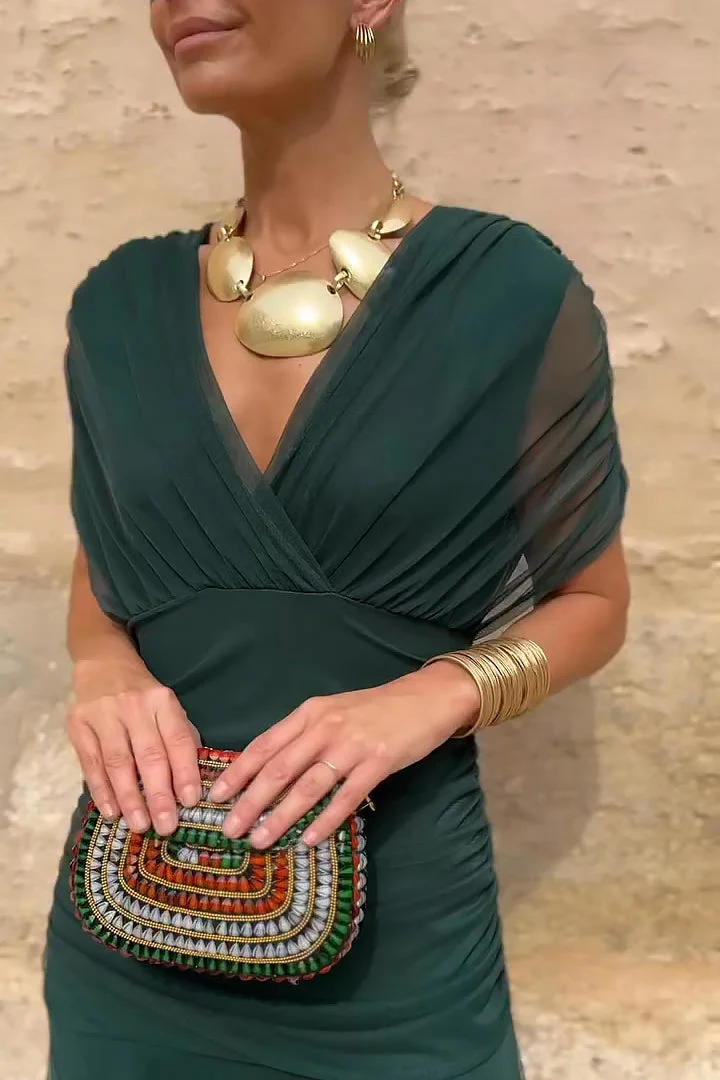 Elegante vestido largo de fiesta con cuello en V - Louise - Imagen 8