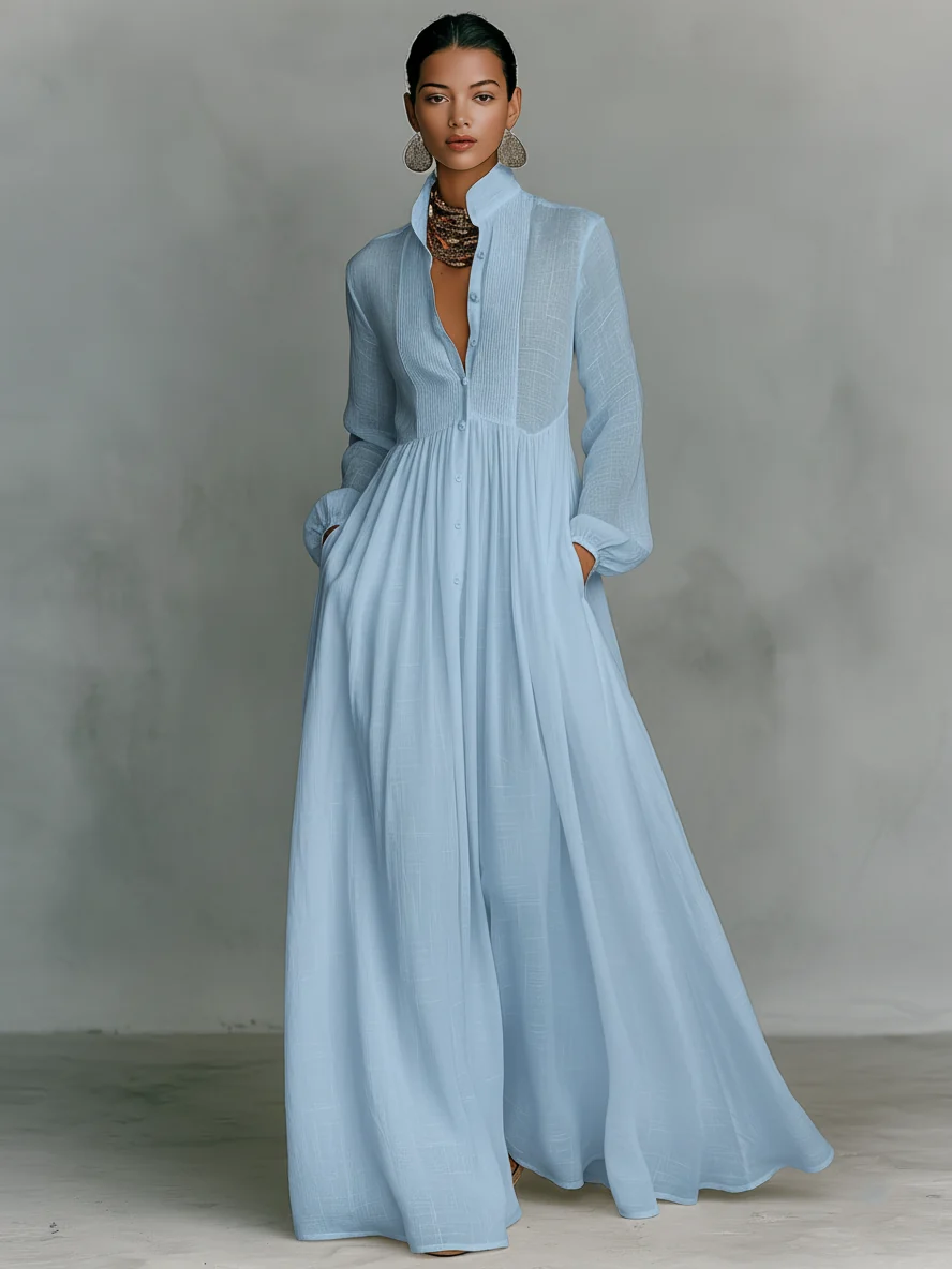 Vestido Maxi de Algodón y Lino con Patchwork - Lina - Imagen 3