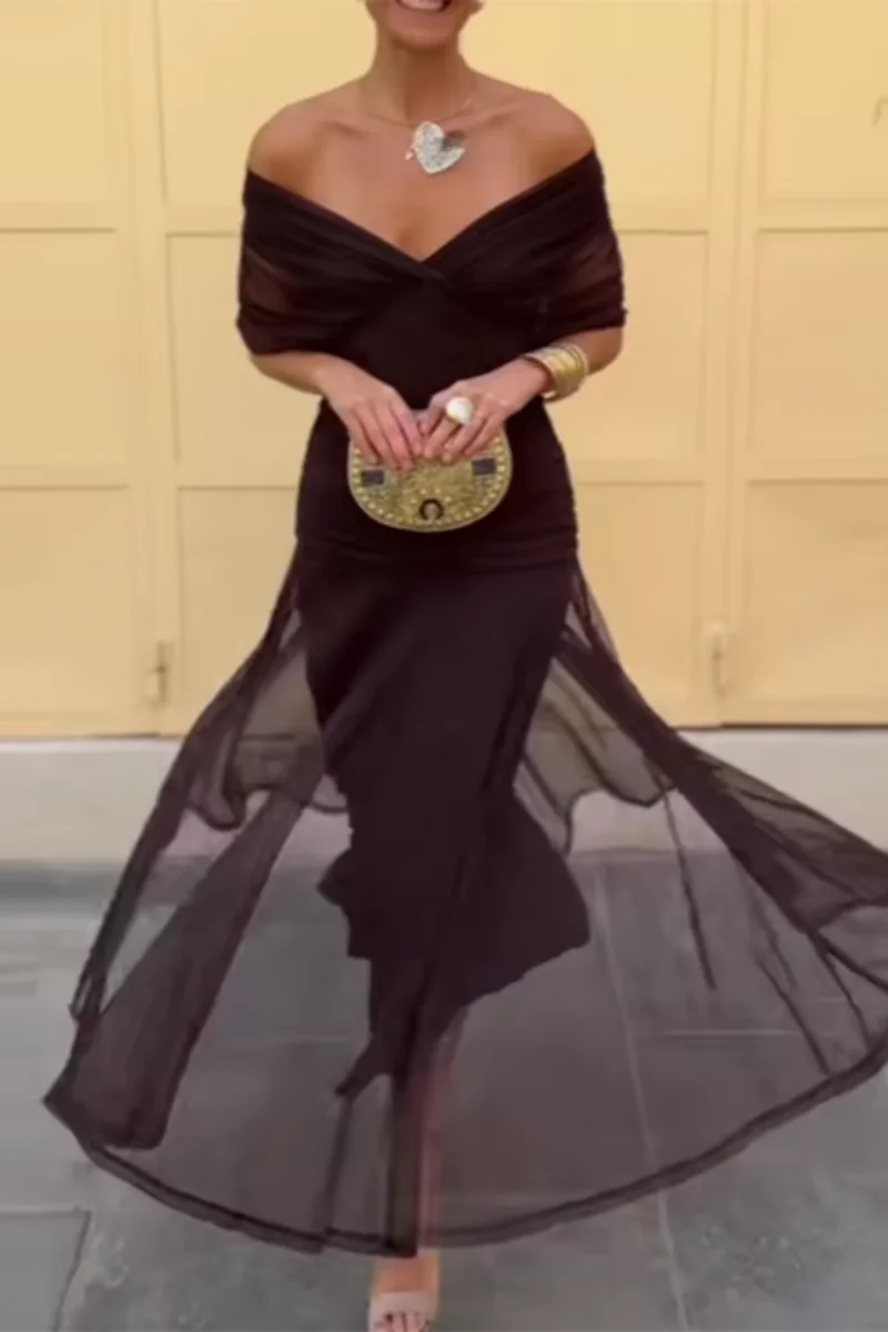 Elegante vestido largo de fiesta con cuello en V - Louise - Imagen 5