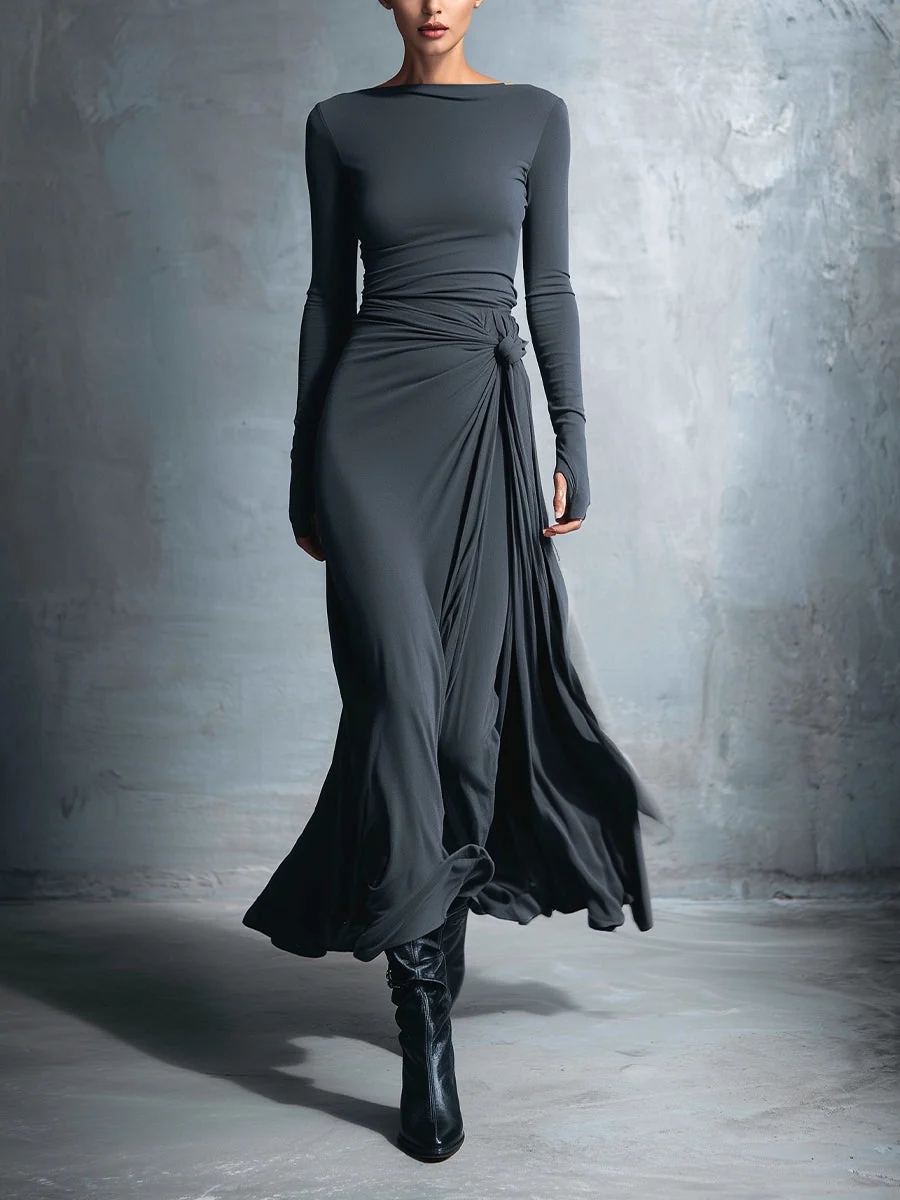 Vestido largo con nudo lateral - Alba - Imagen 2