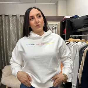 Sudadera Tommy blanca logo tricolor
