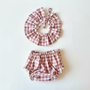 CONJUNTO CUBRE PAÑAL Y CUELLOS CUADRO VICHY