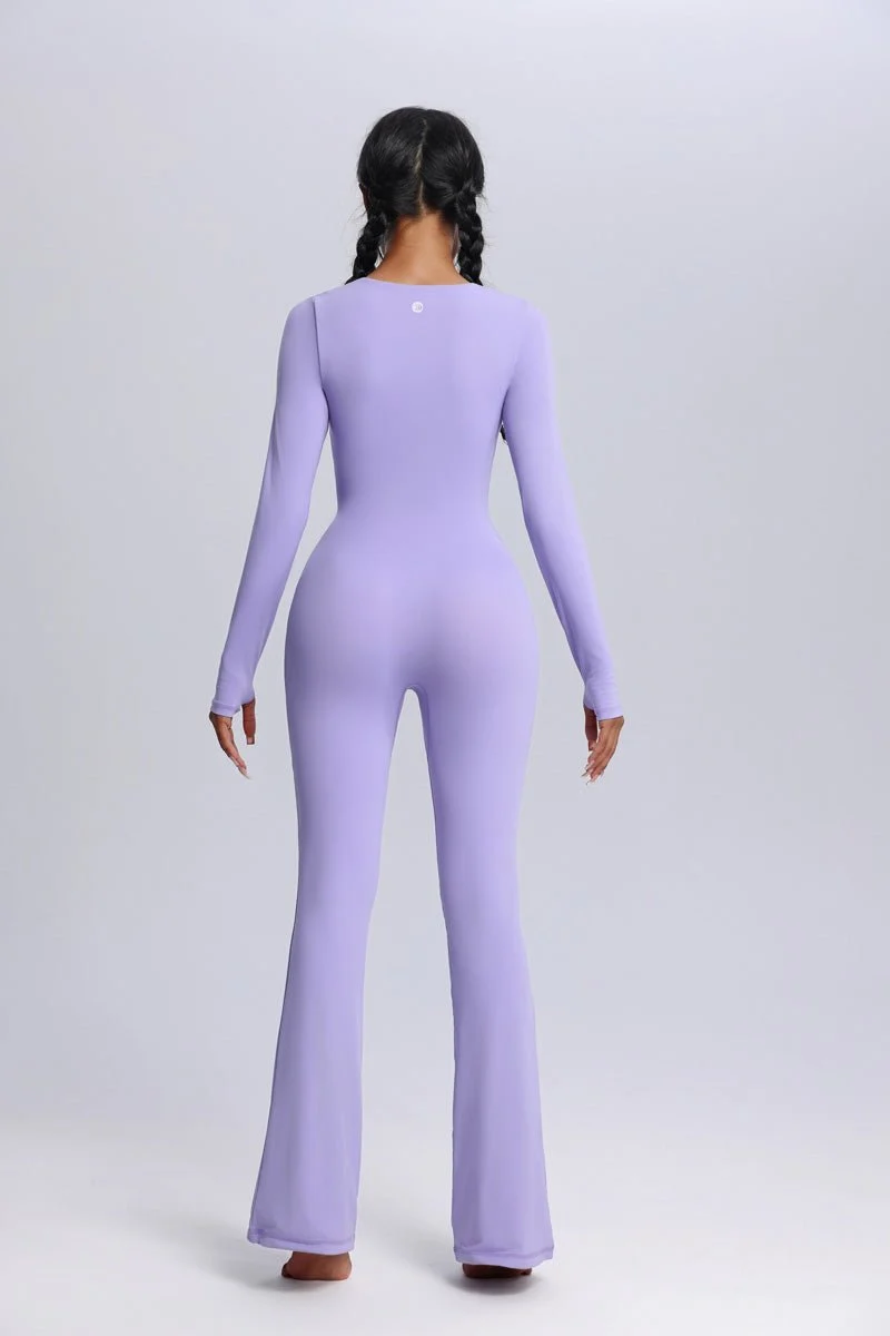 Square Neck Flared Yoga Jumpsuit - Imagen 3