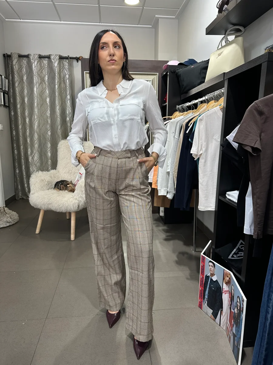 Pantalón Tiffosi traje cuadros burdeos - Imagen 6