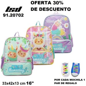 91.20702 MOCHILA LLAMAS 16″ LSYD