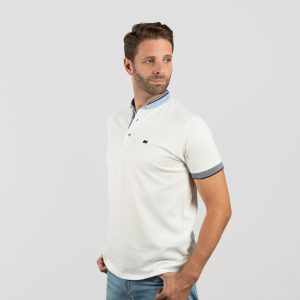 Polo cuello maho, combinado con tejido oxford.