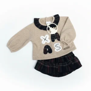 CONJUNTO JERSEY Y CUBRE PAÑAL CON VOLANTES