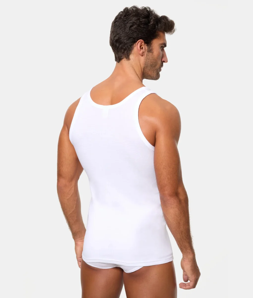 Camiseta Interior de Tirantes Hombre Algodón 100% Abanderado. Blanco. AS00300 - Imagen 5