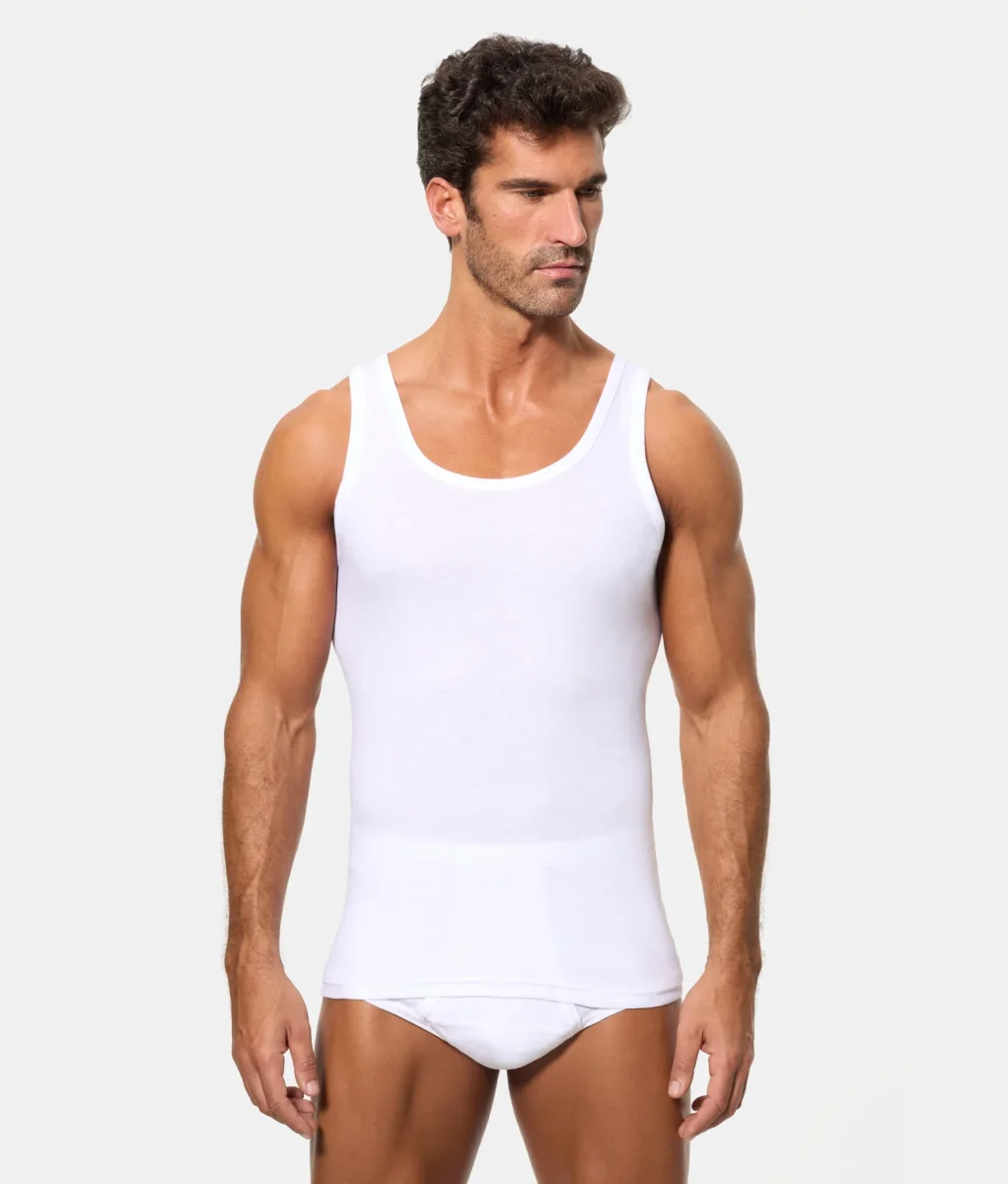 Camiseta Interior de Tirantes Hombre Algodón 100% Abanderado. Blanco. AS00300