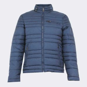Anorak para hombre cuello mao con rayas pespunteadas con cremallera