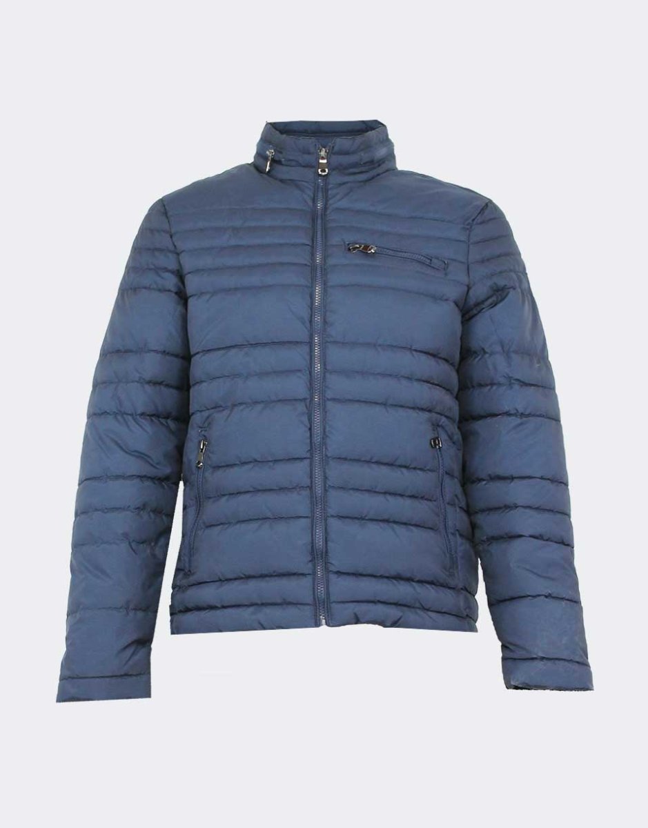 Anorak para hombre cuello mao con rayas pespunteadas con cremallera