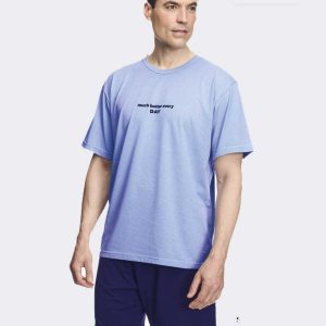 Pijama de hombre punto CORTO liso con frase ‘much better every day’