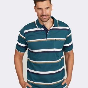 Polo manga corta hombre punto con bolsillo con rayas bicolor